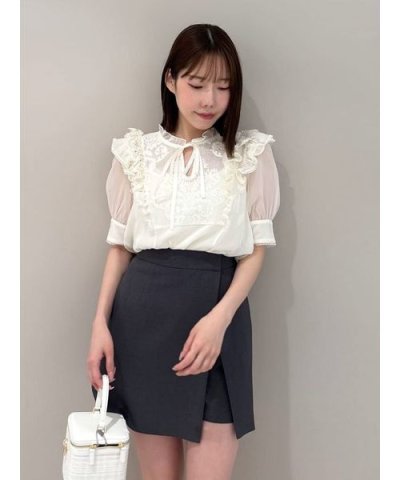 楊柳シフォンレースブラウス