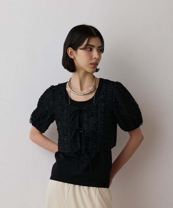 GRACECONTINENTAL レーススカラトップ ブラック 38 GRACECONTINENTAL レーススカラトップ ブラック 38