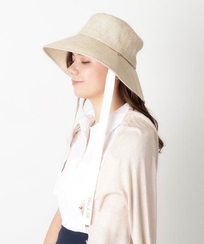 リゾートバケハ リボン 広つば UVカット サイズ調整 チャーム付き