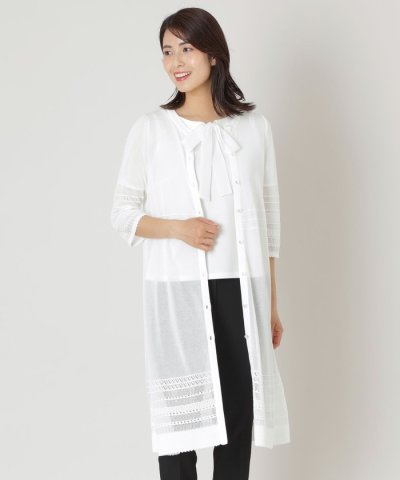 透かし編み ロングカーディガン