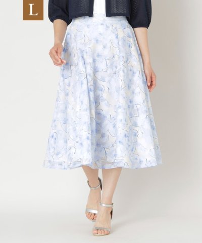 【L】ローズプリントジャカードフレアスカート