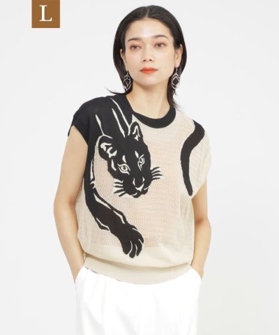 【L】【カタログ掲載品】【ウォッシャブル】パンサージャカードメッシュニット