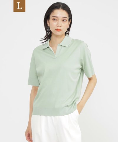 【L】【ギフトにもおすすめ】【ウォッシャブル】セーターマシンポロカットソー