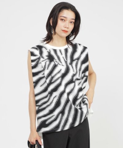 【カタログ掲載品】【ウォッシャブル】アニマルカットジャカードノースリーブカットソ