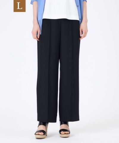 【L】【ウォッシャブル】【接触冷感】【UV】バックサテンジョーゼットパンツ