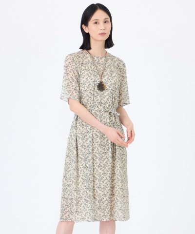 【ウォッシャブル】シャドーフラワープリントワンピース