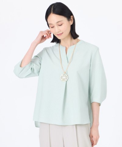 【ウォッシャブル】【吸水速乾】クールマックスサッカープルオーバーブラウス