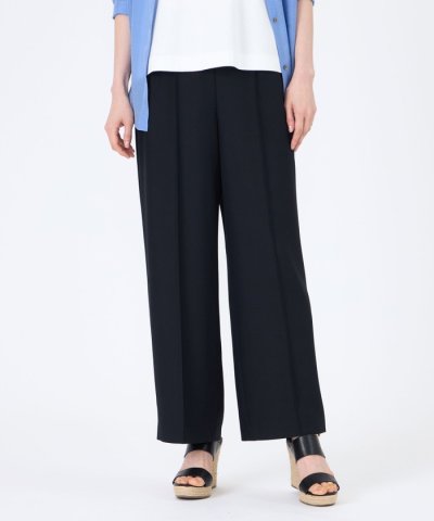 【ウォッシャブル】【接触冷感】【UV】バックサテンジョーゼットワイドパンツ