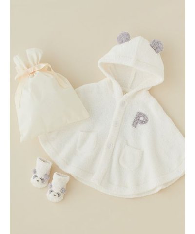 【ラッピング済み】【BABY】パウダーアニマルポンチョ＆ソックスSET