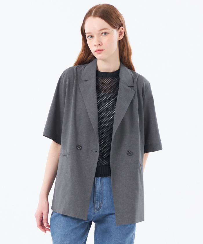 ドライタッチハーフスリーブテーラードジャケット(508030261)｜阪急