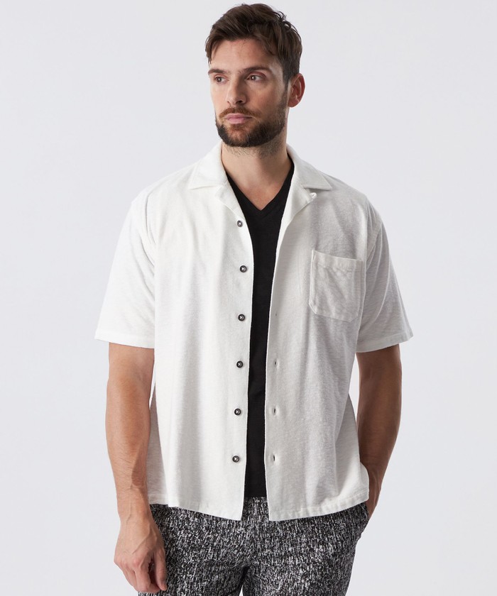 ミニパイルオープンカラーシャツ(508184679)｜HANKYU MEN'S / 阪急メンズ