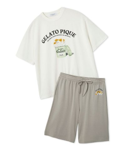 【HOMME】【接触冷感】スリーピングドッグワンポイントTシャツ&ハーフパンツセ
