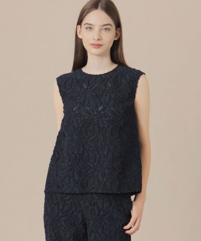 フラワーカットジャカードブラウス