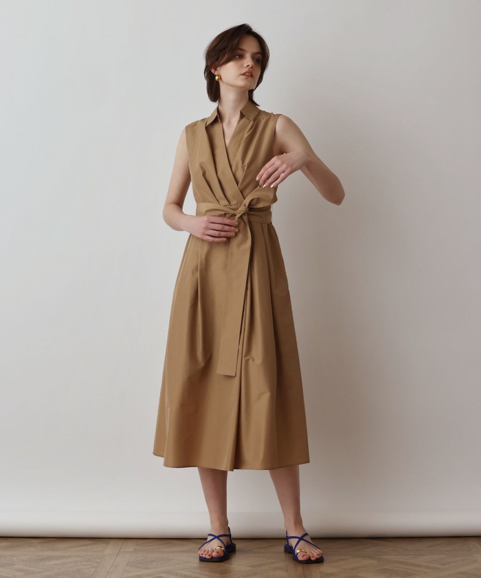 GRACECONTINENTAL トリアセコットンワンピース キャメル 36
