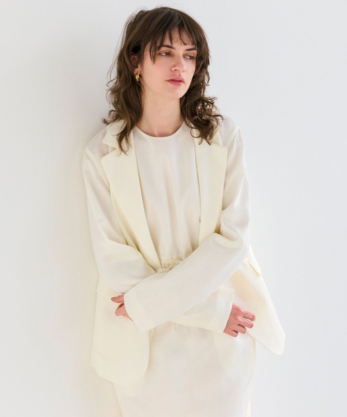 BEIGE 【洗える】BERGAMOT / ウォッシャブルリネンバックドロストジャケット ECRU 32 BEIGE 【洗える】BERGAMOT / ウォッシャブルリネンバックドロストジャケット ECRU 32