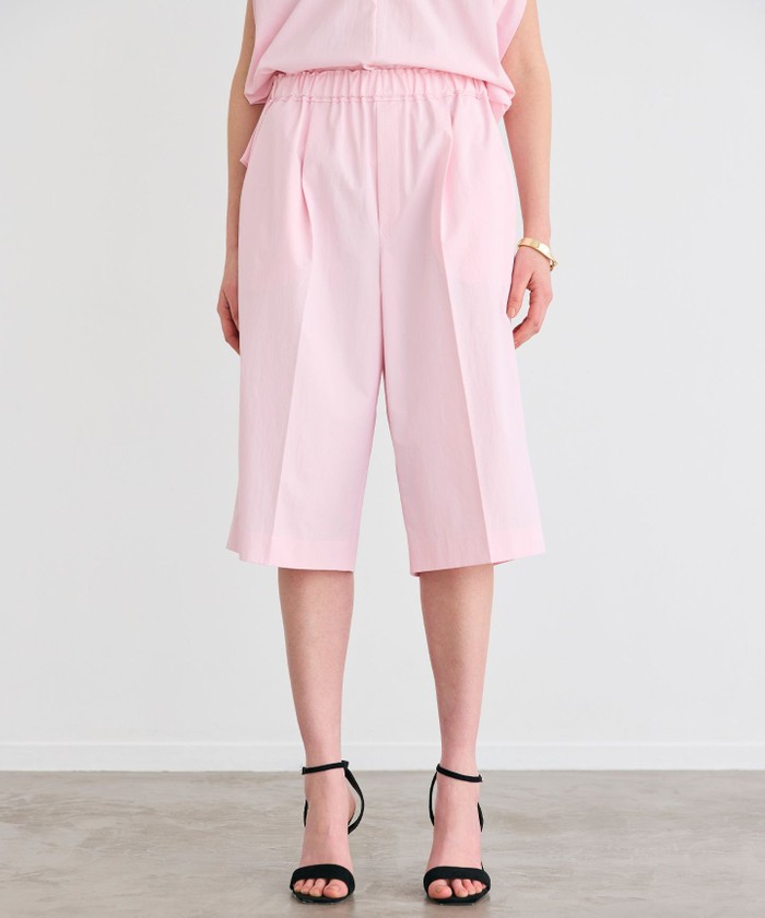 BEIGE 【接触冷感/UVカット/洗える】YANN / ウエストゴムハーフタックパンツ PINK 4 BEIGE 【接触冷感/UVカット/洗える】YANN / ウエストゴムハーフタックパンツ PINK 4