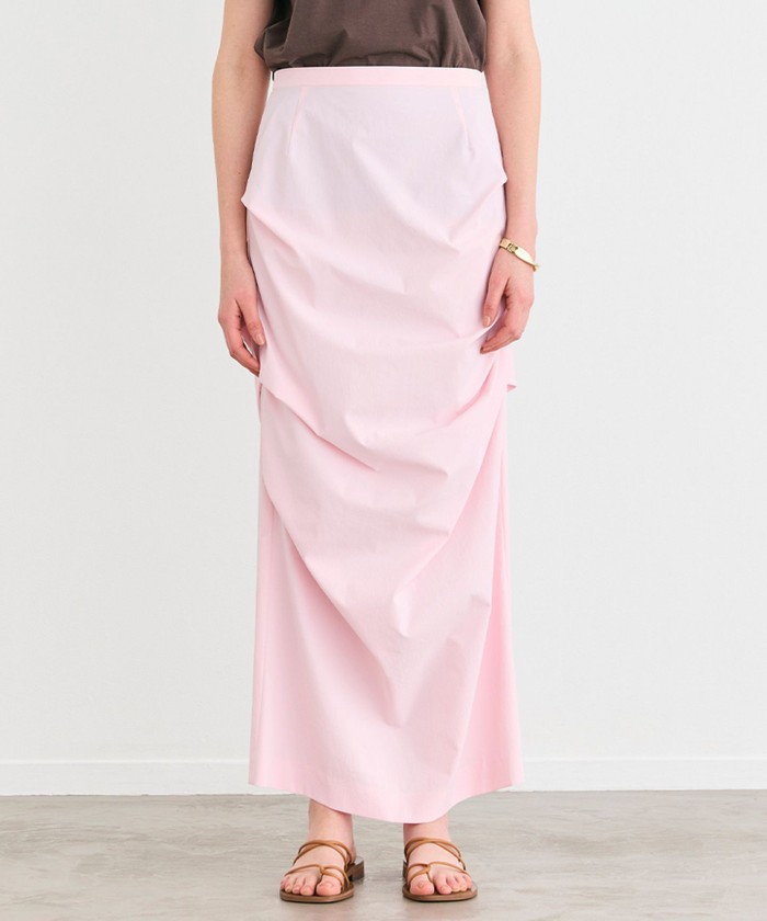 BEIGE 【接触冷感/UVカット/洗える】YANN / サイドタックIラインロングスカート PINK 2 BEIGE 【接触冷感/UVカット/洗える】YANN / サイドタックIラインロングスカート PINK 2