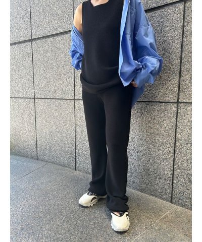 リネン混ニットパンツ