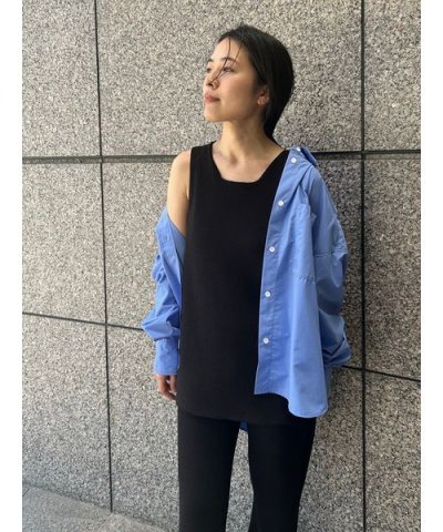 リネン混ロングニットタンク