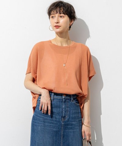 【洗える】ライトシアー ハーフスリーブ ニット