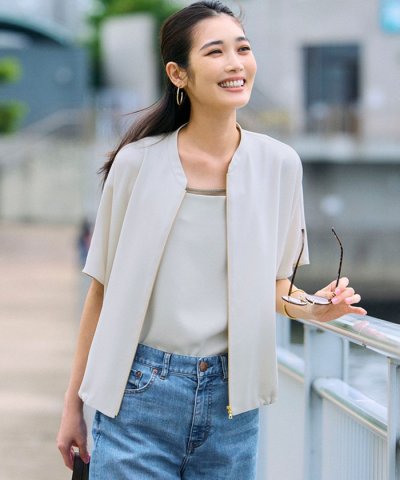 【一部店舗限定/吸水速乾/UVカット/接触冷感】ストレッチジョーゼット フレンチ