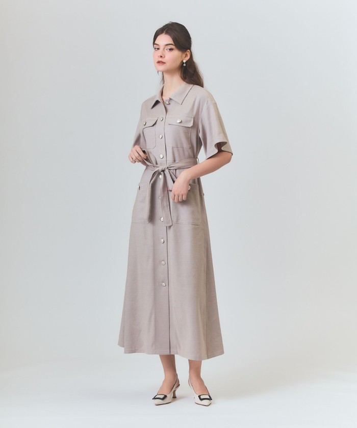 GRACECONTINENTAL リネンデニムライクワンピース ベージュ 38 GRACECONTINENTAL リネンデニムライクワンピース ベージュ 38