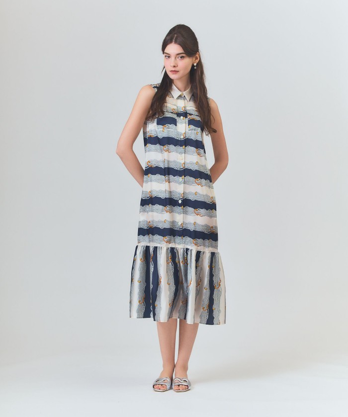 GRACECONTINENTAL ロープボーダーワンピース ネイビー 38 GRACECONTINENTAL ロープボーダーワンピース ネイビー 38