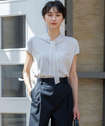 【洗える】レーヨンポリエステルストレッチ ボウタイ ニット