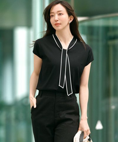 【洗える】レーヨンポリエステルストレッチ ボウタイ ニット