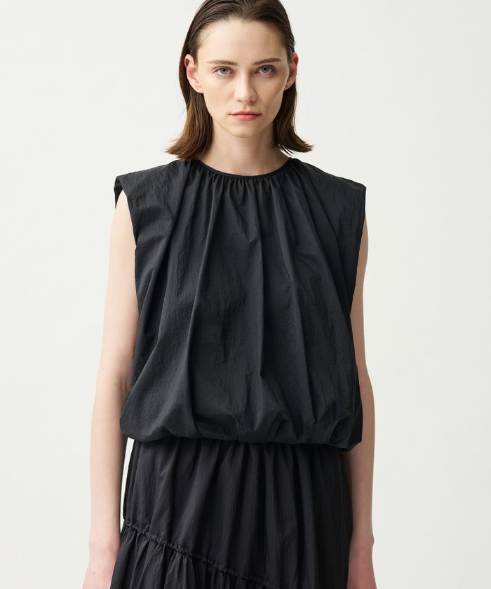 UNCRAVE 【撥水・洗濯機洗い可】シアープルーフナイロン ギャザーブラウス ブラック 1 UNCRAVE 【撥水・洗濯機洗い可】シアープルーフナイロン ギャザーブラウス ブラック 1