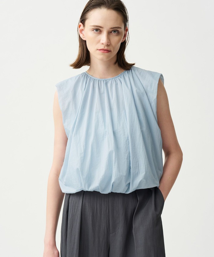 UNCRAVE 【撥水・洗濯機洗い可】シアープルーフナイロン ギャザーブラウス サックス 2 UNCRAVE 【撥水・洗濯機洗い可】シアープルーフナイロン ギャザーブラウス サックス 2