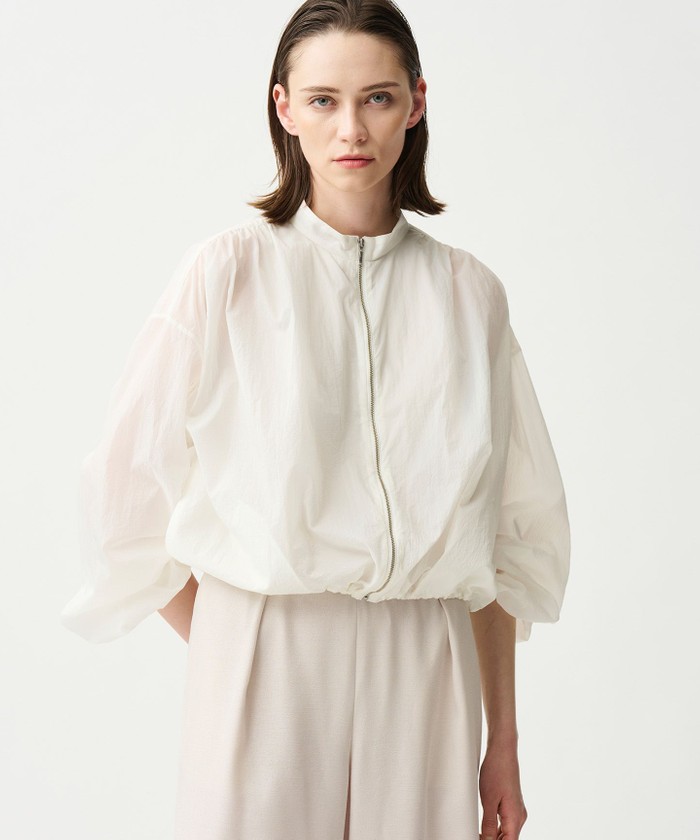 UNCRAVE 【撥水・洗濯機洗い可】シアープルーフナイロン スタンドネックブルゾン ホワイト F UNCRAVE 【撥水・洗濯機洗い可】シアープルーフナイロン スタンドネックブルゾン ホワイト F