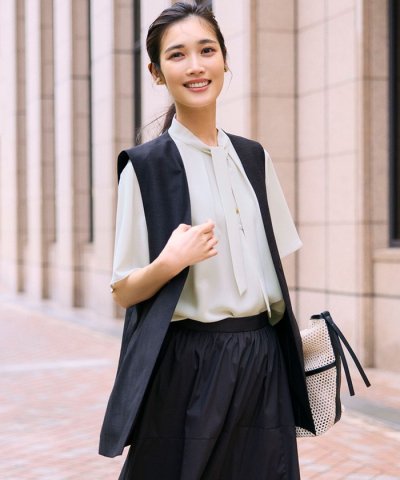 【洗える】トリアセスラブストレッチ ジレ