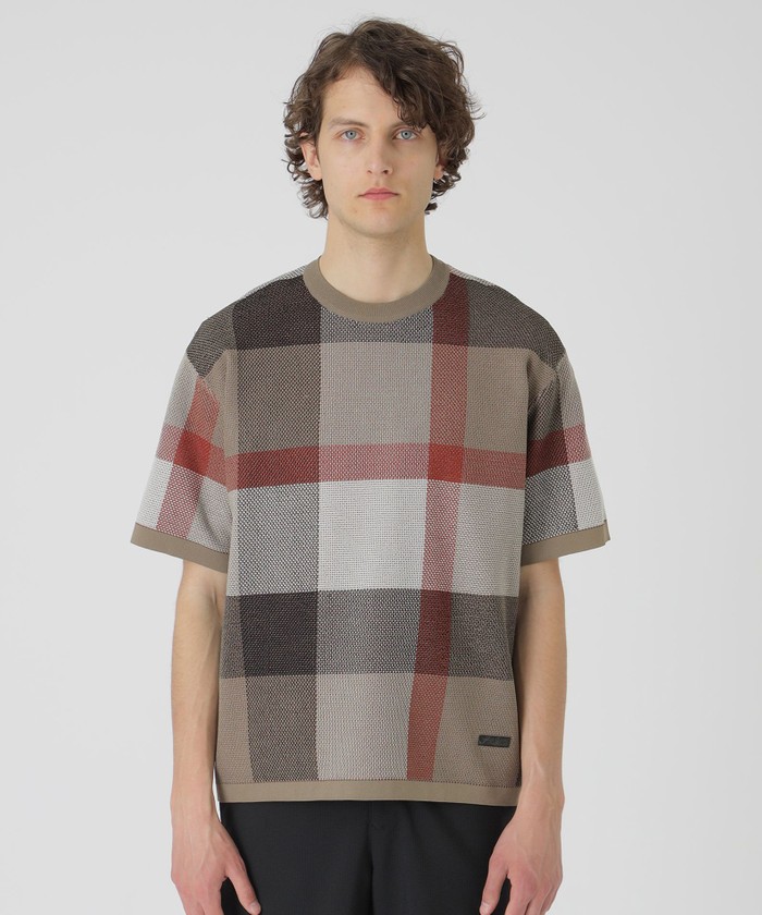 エアメッシュクレストブリッジチェックニットTシャツ(508131409