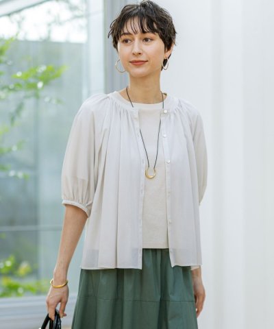 【洗える】クリアトリコットジャージー ティアードデザイン カットソー