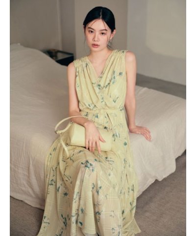 フラワープリントカシュクールワンピース／接触冷感