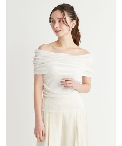 オフショルチュールベロアトップス