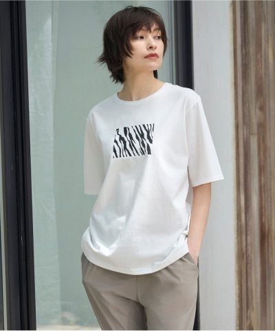 【接触冷感・UVケア・洗える】ゼブラ柄 TEE