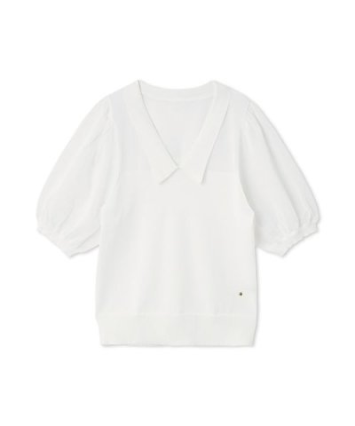 襟付きシアーニットプルオーバー