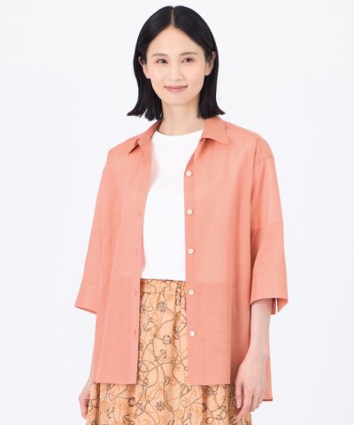 【接触冷感】【ウォッシャブル】シルキーローンシャツブラウス