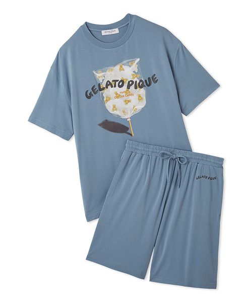 接触冷感】カラフルレーヨンロゴTシャツ＆ショートパンツセット