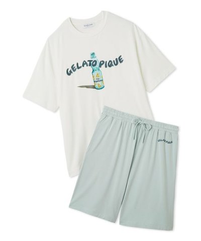 【HOMME】【接触冷感】レーヨン夏祭りプリントTシャツ&トハーフパンツセット