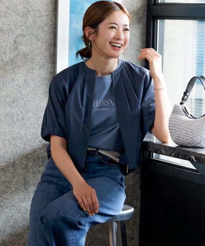 【撥水性/接触冷感】ストレッチライトタイプライター コンパクトブルゾン