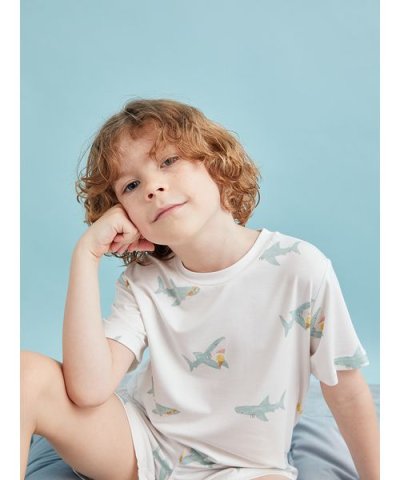 【KIDS】【接触冷感】SHARK柄Tシャツ