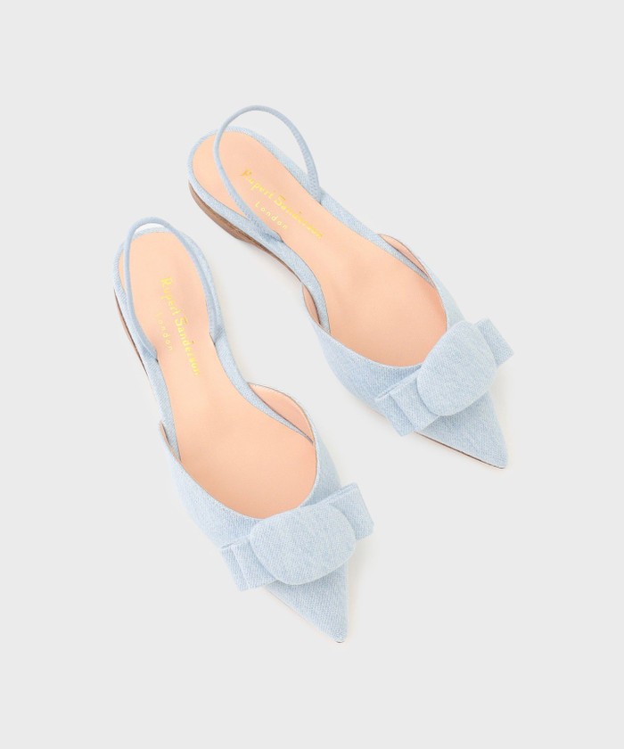 GRACECONTINENTAL Rupert Sanderson デニムリボンサンダル サックス 36 GRACECONTINENTAL Rupert Sanderson デニムリボンサンダル サックス 36