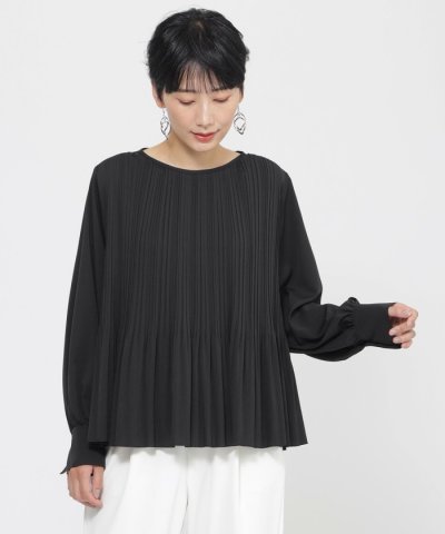 【ウォッシャブル】デシンプリーツプルオーバーブラウス