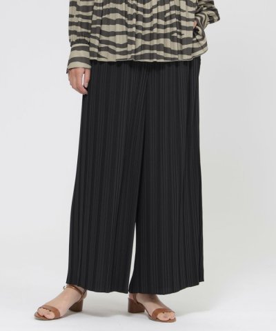 【ウォッシャブル】デシンプリーツワイドパンツ