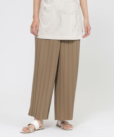 【ウォッシャブル】デシンプリーツワイドパンツ