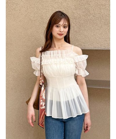 オフショルフリルブラウス