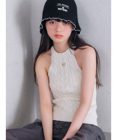 【LILY BROWN×MARY QUANT】デイジー刺繍アメスリケーブルニット